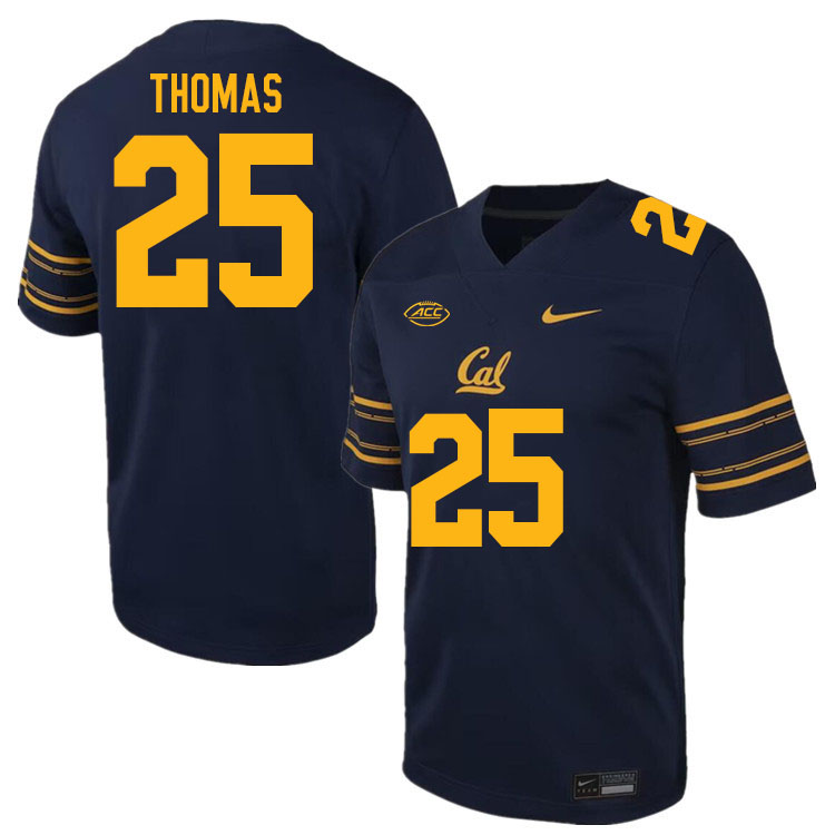 California Golden Bears #25 Jaivian Thomas ACC Conference College Football Jerseys Stitched Sale-Navy